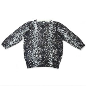 J Crew Merino Wool Leopard Print 3/4 Sleeves Top